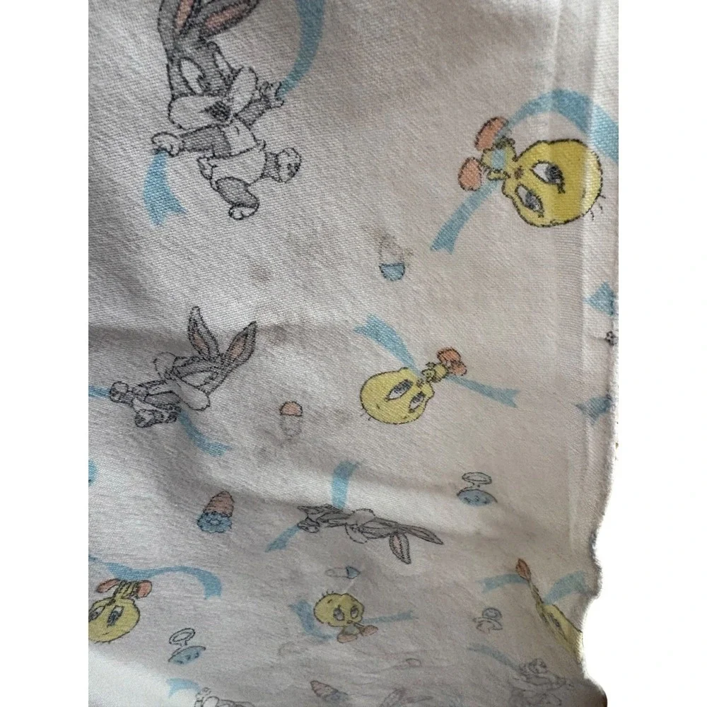 Looney Tunes Baby Receiving Blanket Tweety Bird Bugs Bunny 26x36 Cotton Vintage